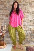 Pia Pillow Cotton Embroidered Tile Classic Shirt Hot Pink